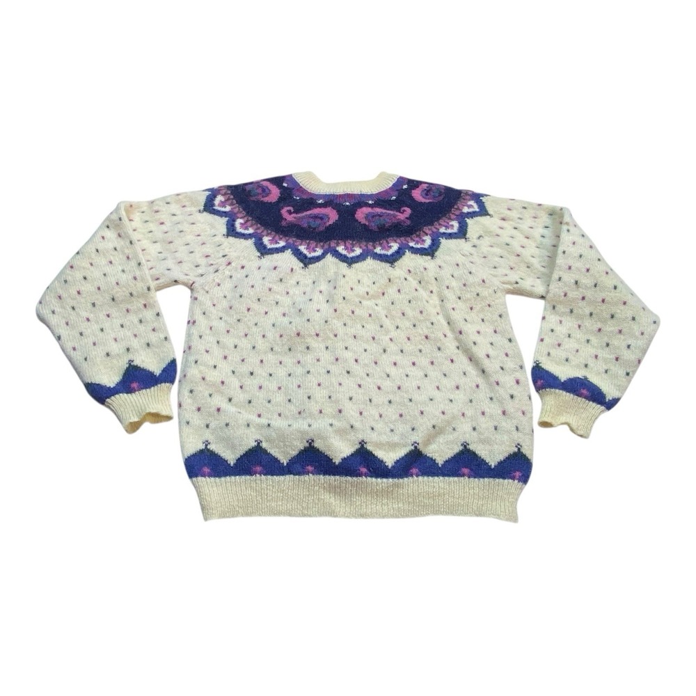 Woolrich Cardigan Sweater Womens SMALL Nordic Fair Isle Handframed Wool Blend - Picture 5 of 10